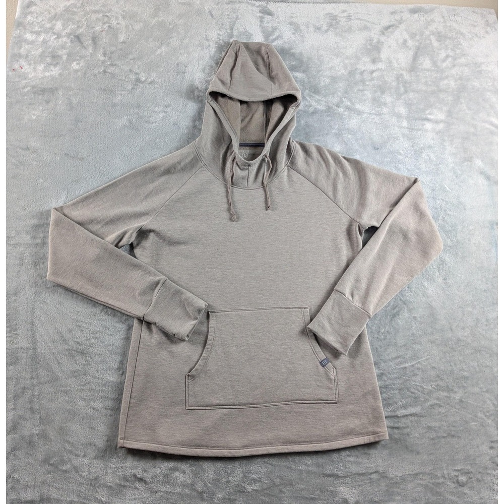 Free Fly Hoodie Women Large Beige Gray Bamboo Fleece Performance Pullover Pocket